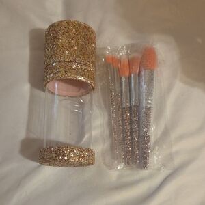 Glitter Makeup Brush 5 Piece Set with Case